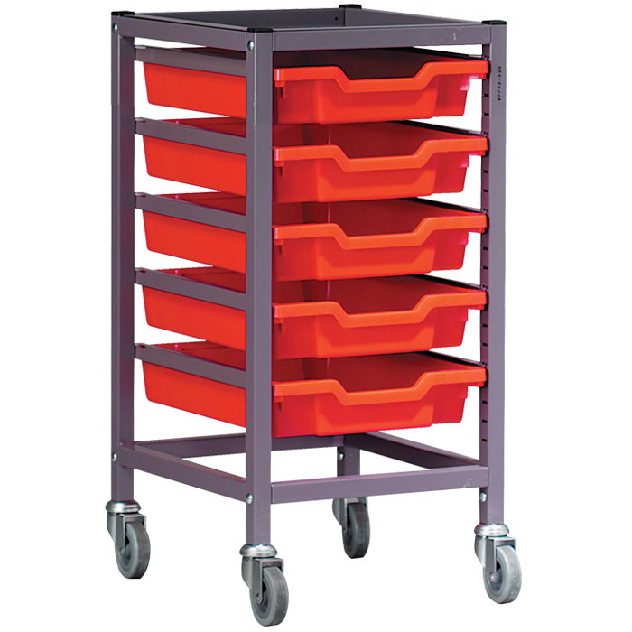 Gratnells Complete Low Height Single Column Grey Frame Trolley Set - 735mm