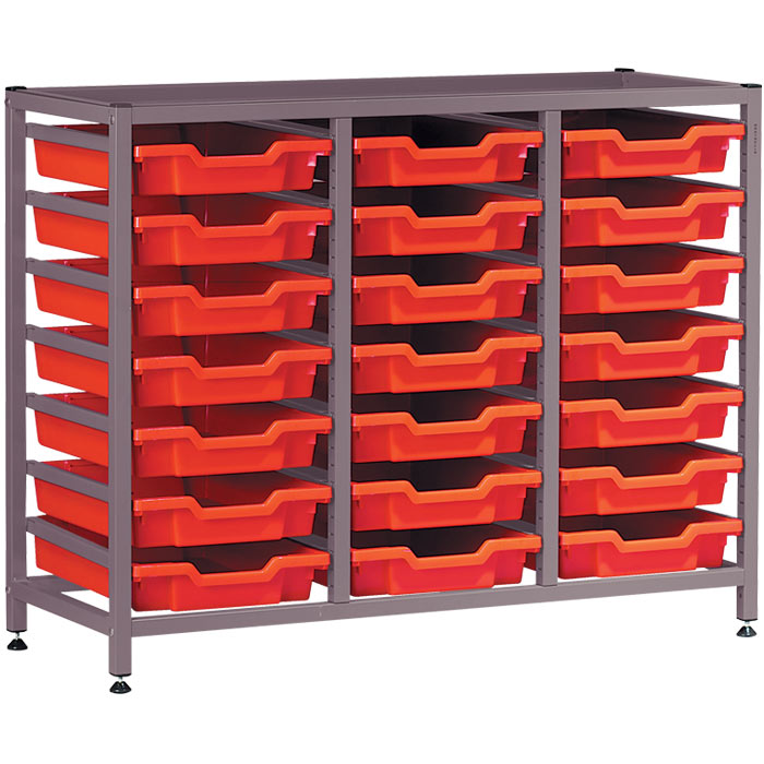 Gratnells Complete Low Height Treble Column Frame With 21 Shallow Trays Set - 825mm