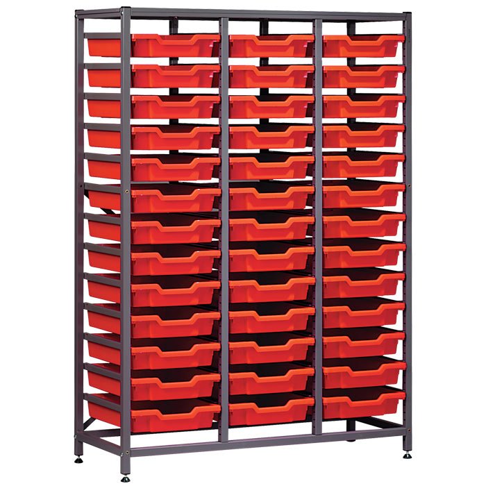 Gratnells Complete Mid Height Treble Column Frame With 39 Shallow Trays Set - 1500mm