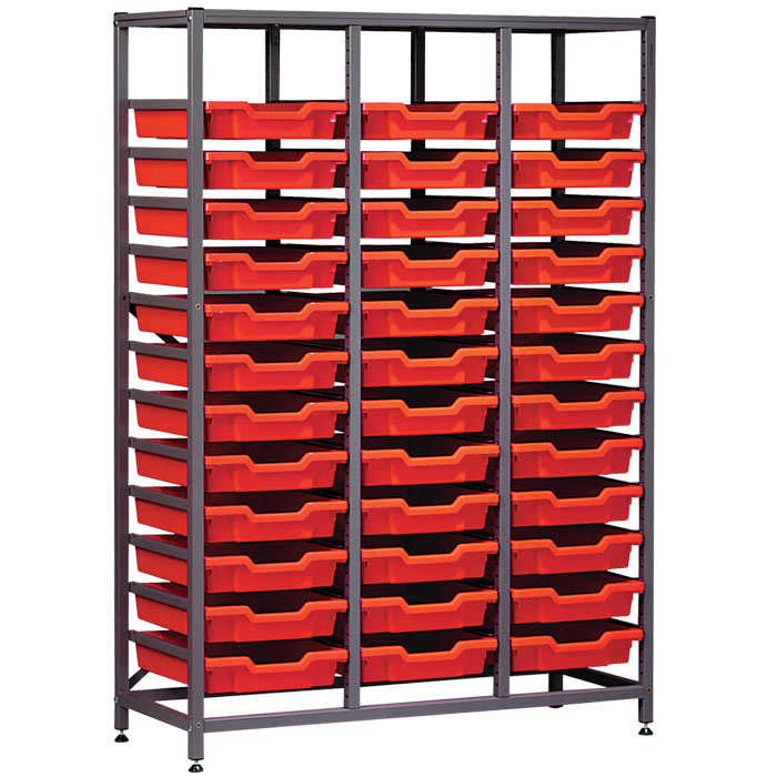 Gratnells Complete Mid Height Treble Column Frame With 36 Shallow Trays Set - 1500mm