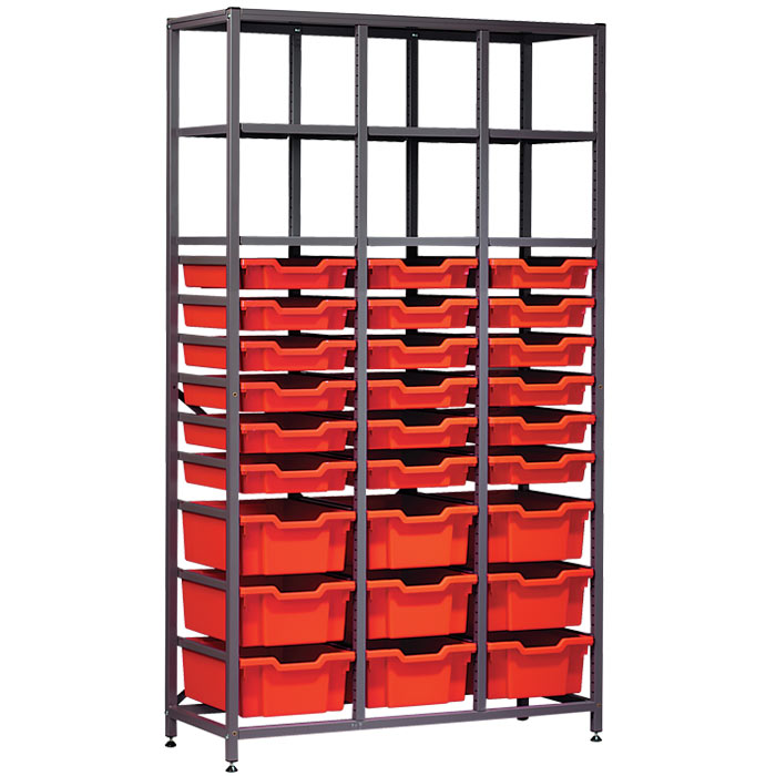 Gratnells Complete Tall Treble Column Frame With 27 Mixed Trays Set - 1850mm