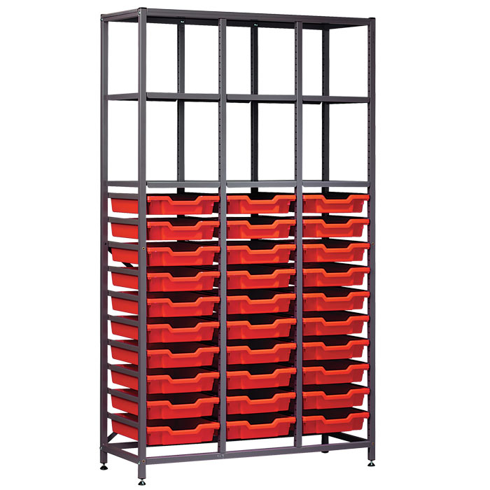 Gratnells Complete Tall Treble Column Frame With 30 Shallow Trays Set - 1850mm