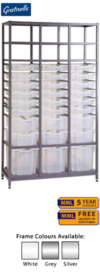 Gratnells Chemical Store Set With 27 Mixed Translucent Trays - 1850mm