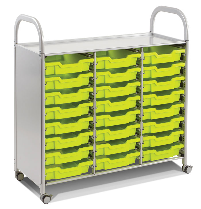 Callero Treble Width Storage Trolley With 24 Shallow Trays