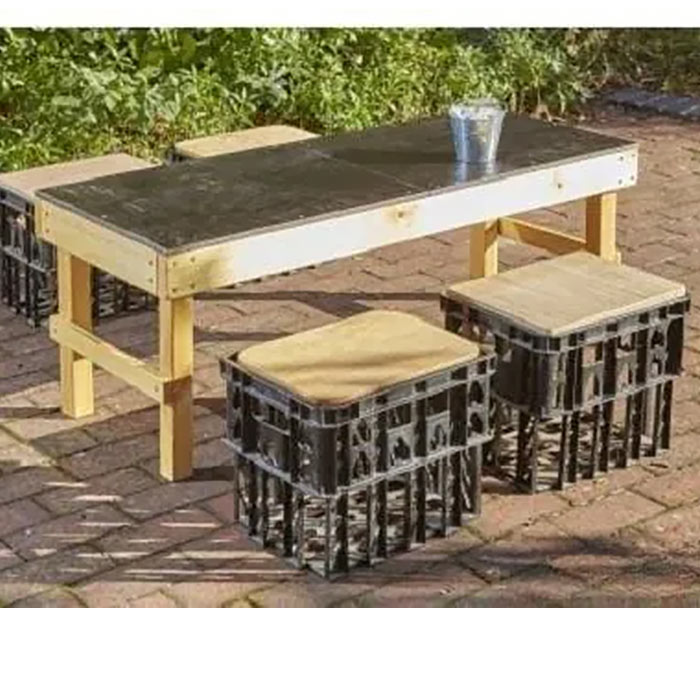 Slim Crate Chalk Table With Crate Seats