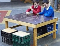 Ks1 Crate Chalk Table With Crate Seats 