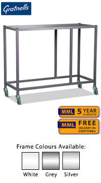 Gratnells Science Range - Bench Height Treble Width Trolley with Single Column (Trays) & Double Span (Shelves) - 860mm