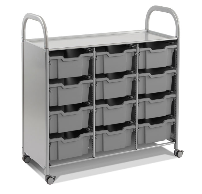 Callero Treble Width Storage Trolley With 12 Deep Trays