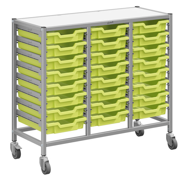 Gratnells Dynamis Treble Column Trolley Complete Set - 24 Shallow Trays