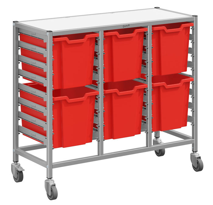 Gratnells Dynamis Treble Column Trolley Complete Set - 6 Jumbo Trays