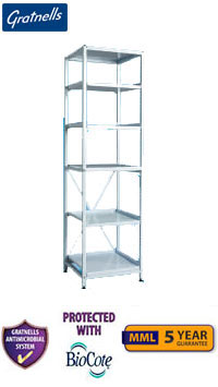 Gratnells Classic Medical Single Column Frame With 5 Perforated Shelves