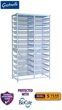 Gratnells Classic Medical Double Column Frame With 24 Wide Trays