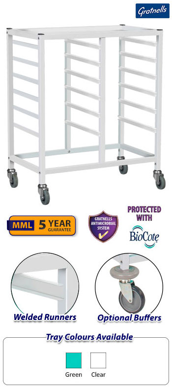 Gratnells Compact Double Column Fixed Runner Trolley - 850mm High