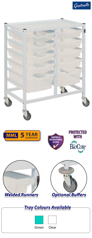 Gratnells Compact Medical Double Column Trolley Complete Set A