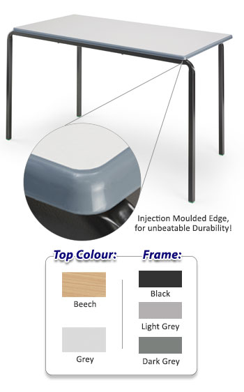 Contract Range Moulded Edge - Crush Bent Rectangular Classroom Table - 1200mm x 600mm