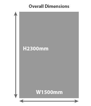 Mobile Rollerboard Frame (3 Section Surface) W1500 x H2300mm 