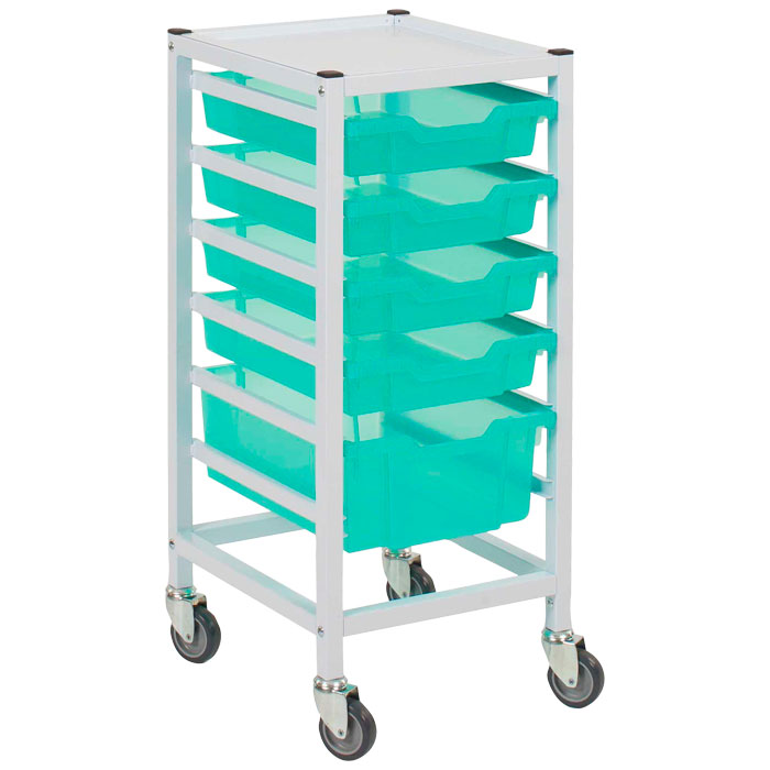 Gratnells Compact Medical Single Column Trolley Complete Set