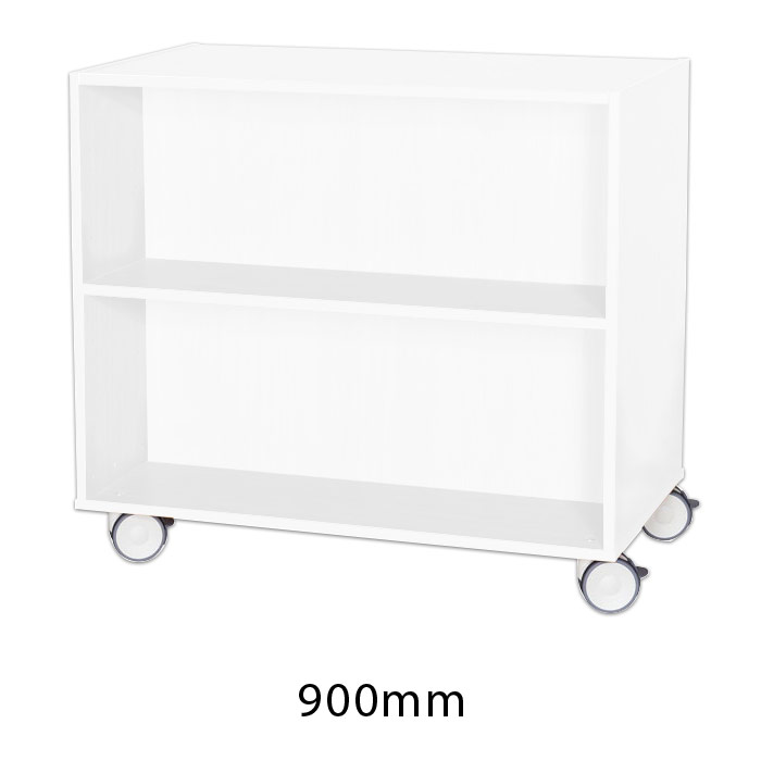 Sturdy Storage - White 1000mm Wide Mobile Double Sided Bookcase