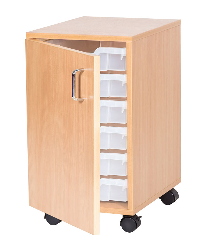 Sturdy Storage Single Column Unit - 6 Shallow Trays with Door