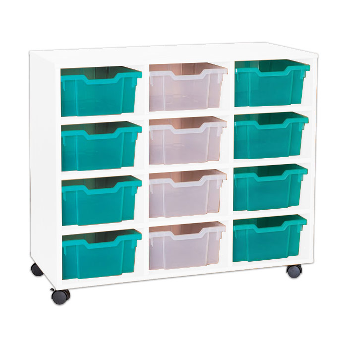 Sturdy Storage - Ready Assembled White Cubbyhole Storage With 12 Deep Trays - Vertical