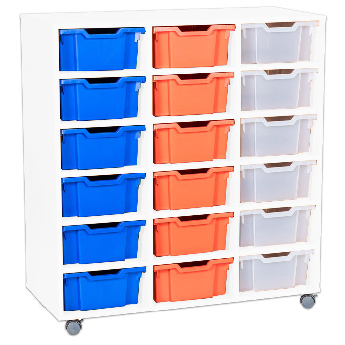 Sturdy Storage - Ready Assembled White Cubbyhole Storage With 18 Deep Trays