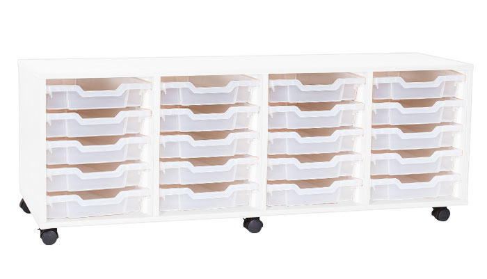 Sturdy Storage - Quad Shallow Tray White Column Unit