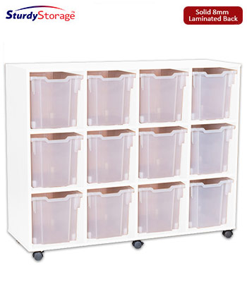 Sturdy Storage - Ready Assembled White Cubbyhole Storage With 12 Jumbo Trays