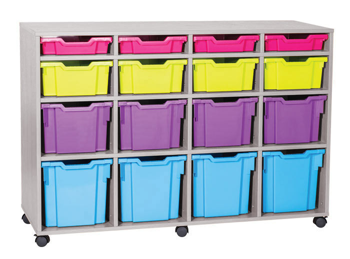 Sturdy Storage - Ready Assembled Grey Cubbyhole Storage With 16 Variety Trays