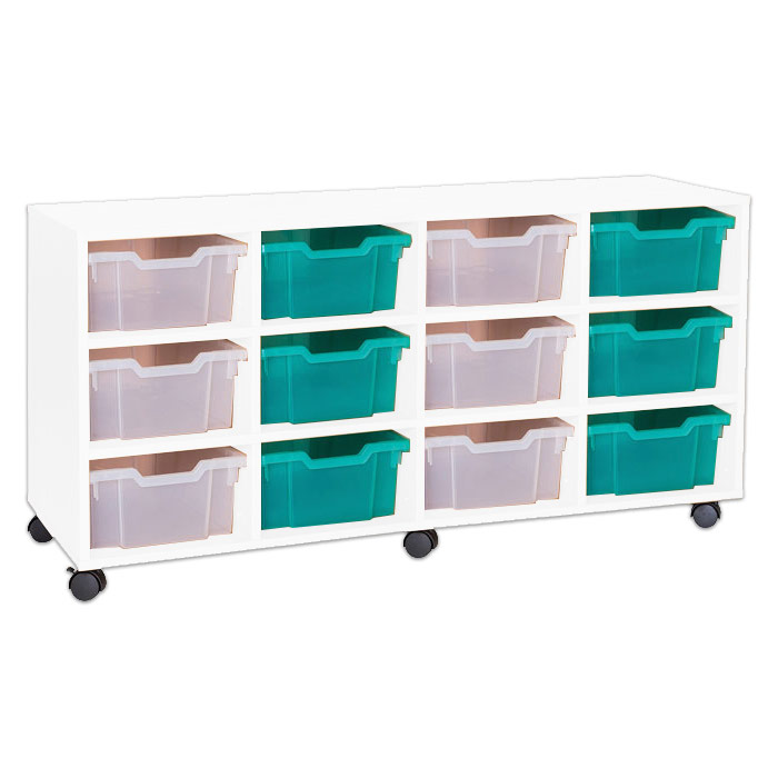 Sturdy Storage - Ready Assembled White Cubbyhole Storage With 12 Deep Trays - Horizontal