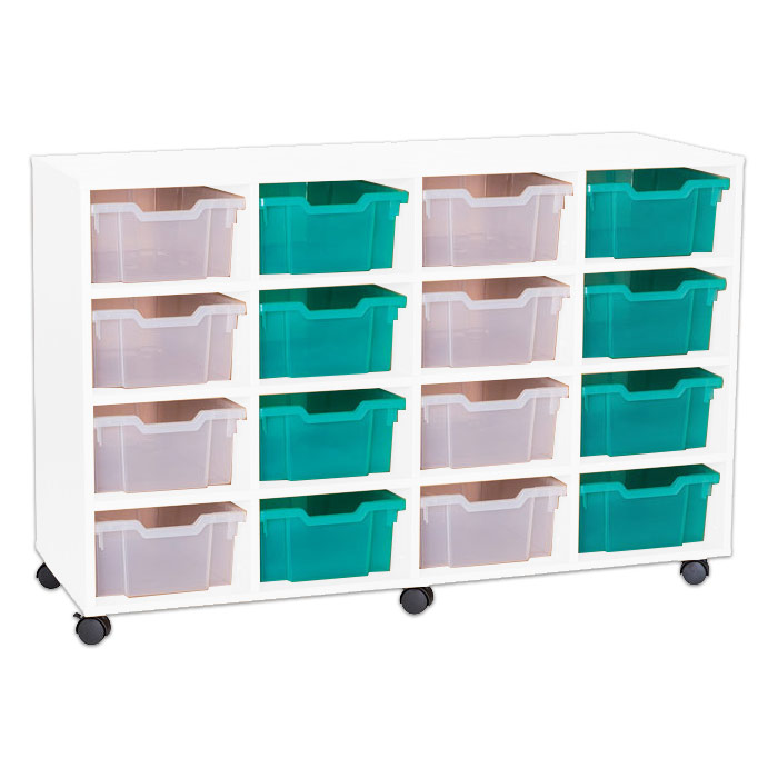 Sturdy Storage - Ready Assembled White Cubbyhole Storage With 16 Deep Trays