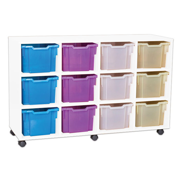 Sturdy Storage - Ready Assembled White Cubbyhole Storage With 12 Extra Deep Trays