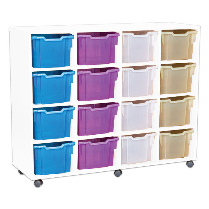 Sturdy Storage - Ready Assembled White Cubbyhole Storage With 16 Extra Deep Trays