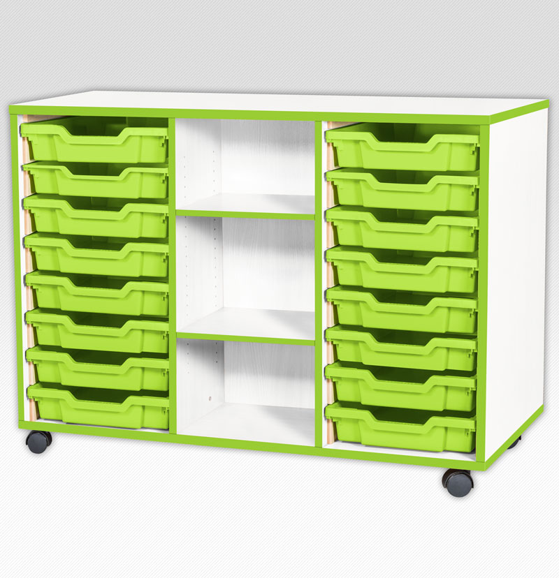 Jaz Storage Range - Triple Width Tray with Middle Open Storage