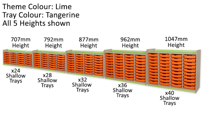 KubbyClass Quad Bay Shallow Tray Units - 5 Heights
