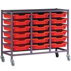 Gratnells Complete Low Height Treble Column Trolley With 18 Shallow Trays Set - 860mm - view 1