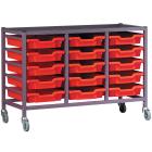 Gratnells Complete Low Height Treble Column Trolley With 15 Shallow Trays Set - 735mm - view 1