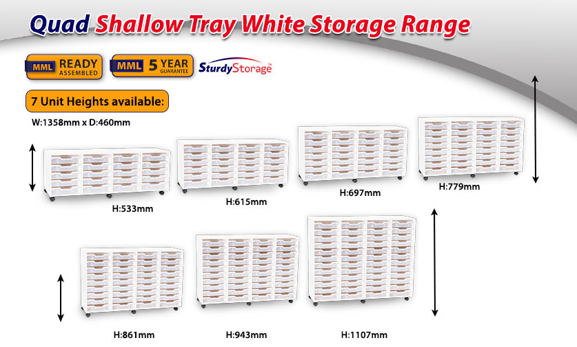 Quad Shallow Tray White Storage Range